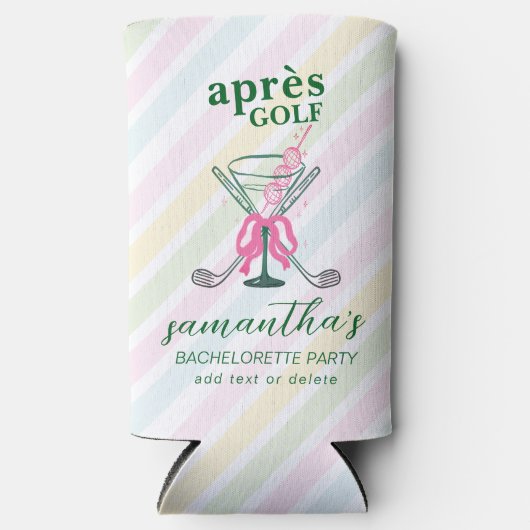 Aprés Golf Cocktail Coquette Bow Bachelorette スリム缶クーラー (正面)