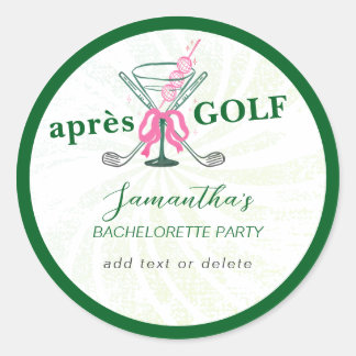 Aprés Golf Martini Coquette Bow Bachelorette Party ラウンドシール
