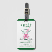 Aprés Golf Martini Coquette Bow Bachelorette Party ラゲッジタグ (正面縦)
