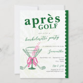 Aprés Golf Martini Coquette Bow Bachelorette Party 招待状 (正面)