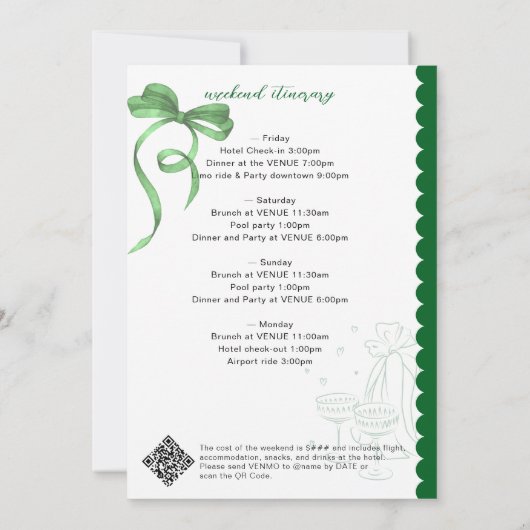 Aprés Golf Martini Coquette Bow Bachelorette Party 招待状 (裏面)