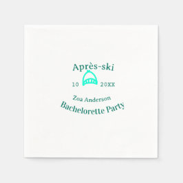 Après-ski バチェラー・パーティー ターコイズ ハット 名前 日付 スタンダードカクテルナプキン