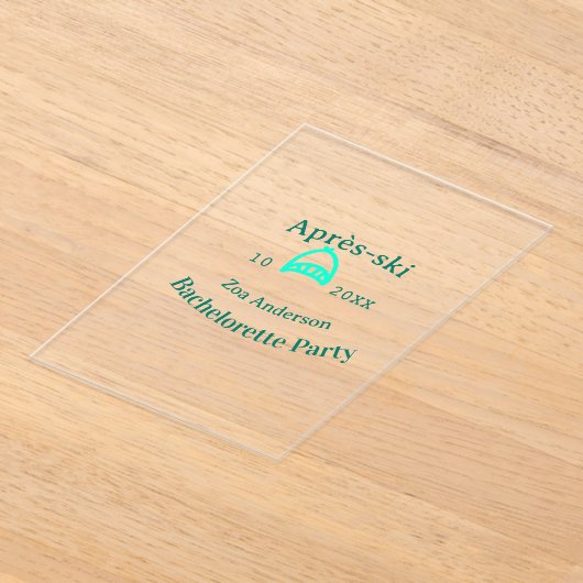 Après-ski bachelorette party turquoise hat name da アクリル招待状 (レイダウン)