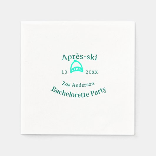 Après-ski bachelorette party turquoise hat name da スタンダードカクテルナプキン (正面)