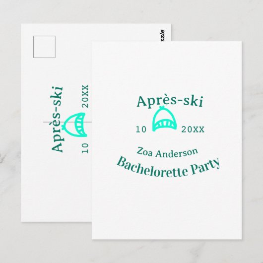 Après-ski bachelorette party turquoise hat name da ポストカード (正面/裏面)