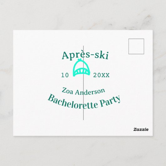 Après-ski bachelorette party turquoise hat name da ポストカード (裏面)