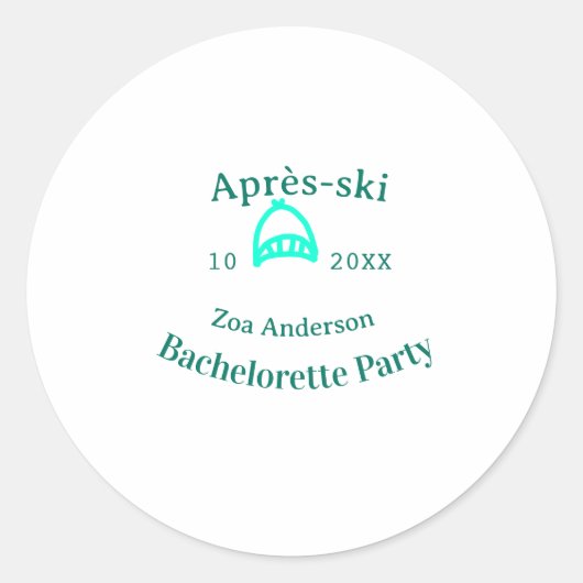Après-ski bachelorette party turquoise hat name da ラウンドシール (正面)