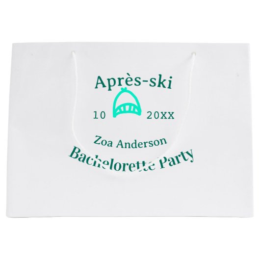 Après-ski bachelorette party turquoise hat name da ラージペーパーバッグ (正面)