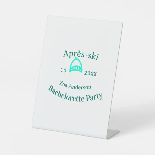 Après-ski bachelorette party turquoise hat name da 台座サイン (正面)