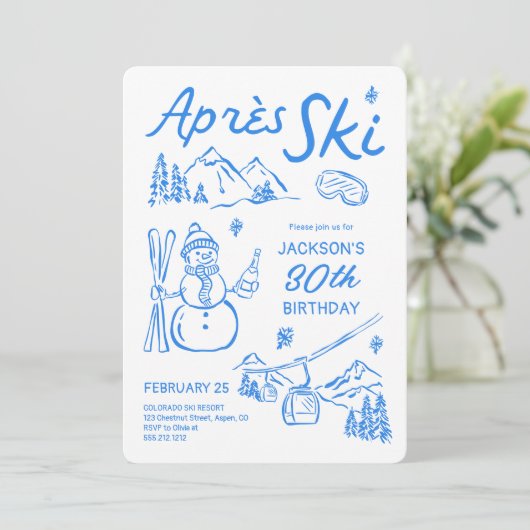 Après Ski Birthday Ski Party Invitation 招待状 (スタンド正面)