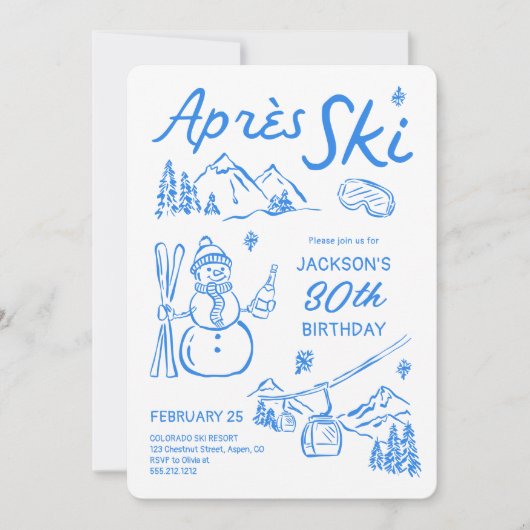 Après Ski Birthday Ski Party Invitation 招待状 (正面)
