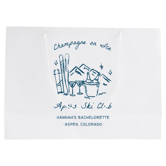 Après Ski Champagne on Ice Winter Bach Party ラージペーパーバッグ (裏面)