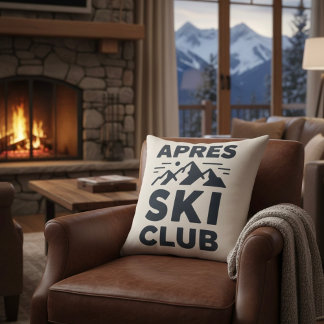 Apres Ski Club Mountain Logo - Custom Mens Winter  クッション
