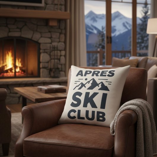 Apres Ski Club Mountain Logo - Custom Mens Winter  クッション