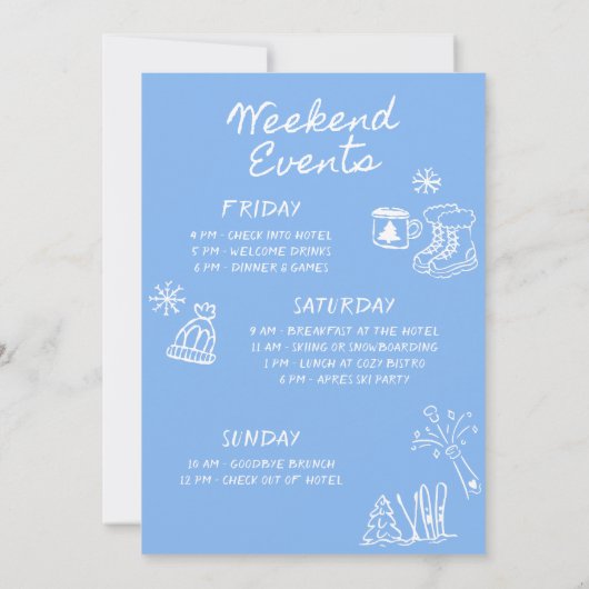Après Ski Hand Drawn Winter Bachelorette 招待状 (裏面)