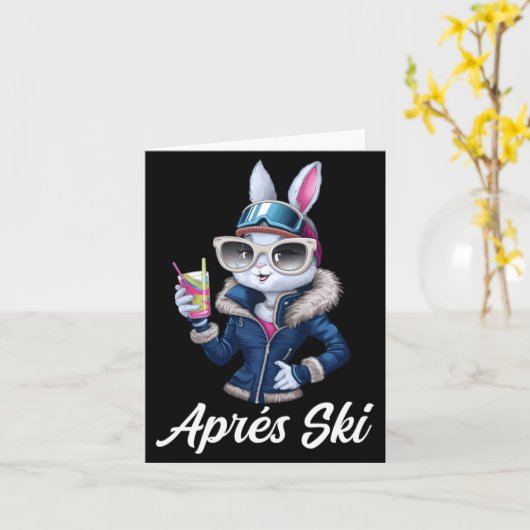 Apres Ski Hat Party Design Ski Bunny Skier Outfit  カード (黄色い花)