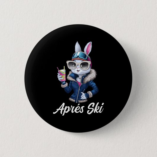 Apres Ski Hat Party Design Ski Bunny Skier Outfit  缶バッジ (正面)