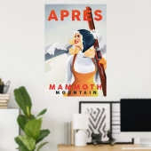 "Apres Ski Mammoth Mountain" Cool Retro Skiing Art ポスター (ホームオフィス)