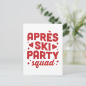 Apres ski party squad holiday red aesthetic インビテーションポストカード (スタンド正面)