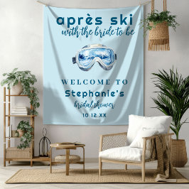 Apres Ski Sporty Winter Bridal Shower Backdrop タペストリー
