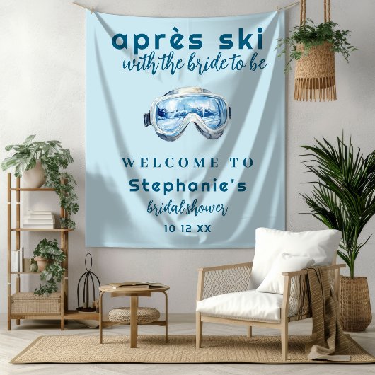 Apres Ski Sporty Winter Bridal Shower Backdrop タペストリー
