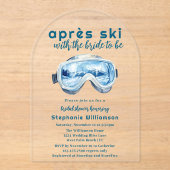 Apres Ski Sporty Winter Watercolor Bridal Shower アクリル招待状 (正面)