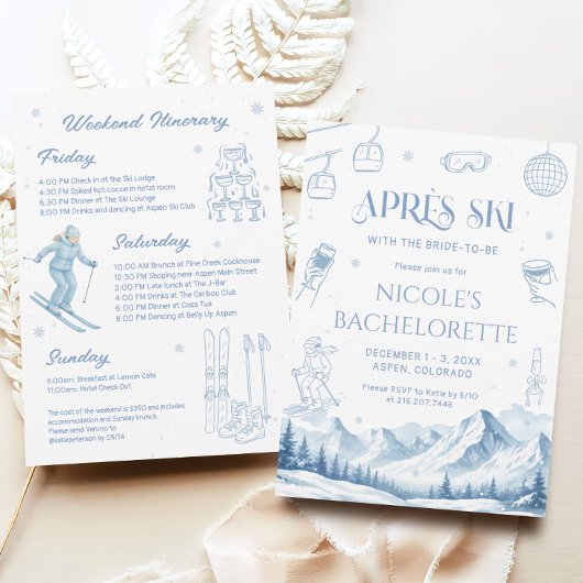 Apres Ski Winter Bachelorette Party  Invitation 招待状