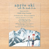 Apres Ski Winter Mountain Watercolor Bridal Shower アクリル招待状 (正面)