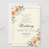 Apricot Bloom Corner Flourish Wedding 招待状 (正面)