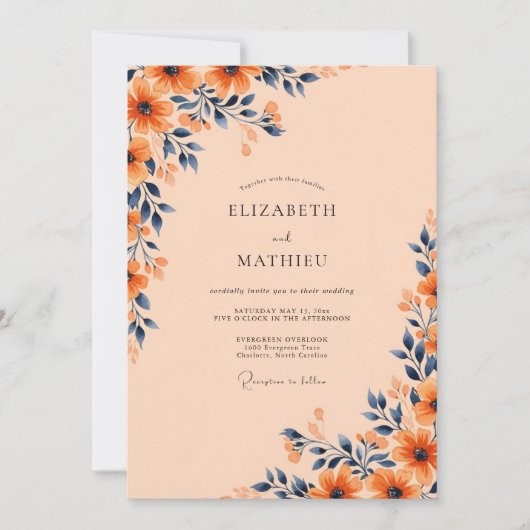 Apricot Bold Autumnal Wedding 招待状 (正面)