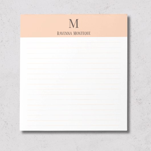 Apricot Classic Personalized Monogram Letter Lined ノートパッド