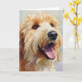 Apricot golden doodle watercolor カード (黄色い花)