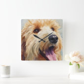 Apricot golden doodle watercolor スクエア壁時計 (ホーム)
