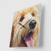 Apricot golden doodle watercolor スクエア壁時計 (傾斜)
