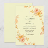 Apricot Luminous Botanical Wedding 招待状 (正面/裏面)