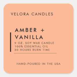 Apricot  Modern Minimalist Candle Label Sticker スクエアシール