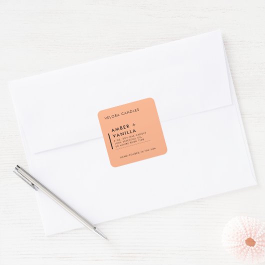 Apricot  Modern Minimalist Candle Label Sticker スクエアシール (封筒)