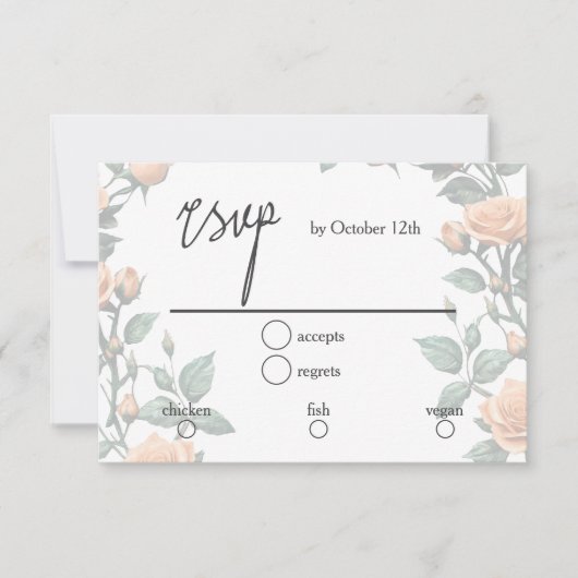 Apricot Orange Rose Wedding 出欠カード (正面)