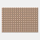 Apricot Peach Black Buffalo Heart Plaid ラッピングペーパーシート (正面2)