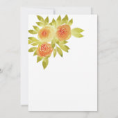 Apricot Watercolour Roses Green Party 招待状 (裏面)