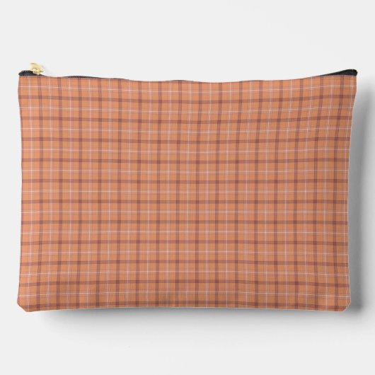 Apricot White Plaid Classic Pattern Retro アクセサリーポーチ (正面)