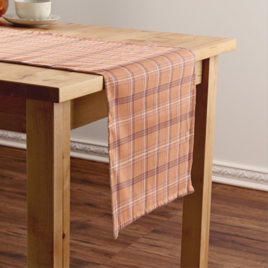 Apricot White Plaid Classic Pattern Table Runner ショートテーブルランナー (インサイチュ)