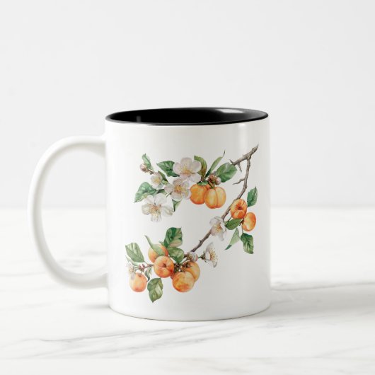 Apricots Mug: Rustic Fruit Kitchen Decor ツートーンマグカップ (左)