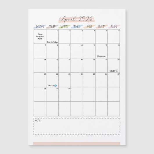 April 2025 Magnetic Calendar (正面)