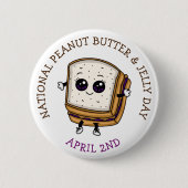April 2nd is National Peanut Butter & Jelly Day 缶バッジ (正面)