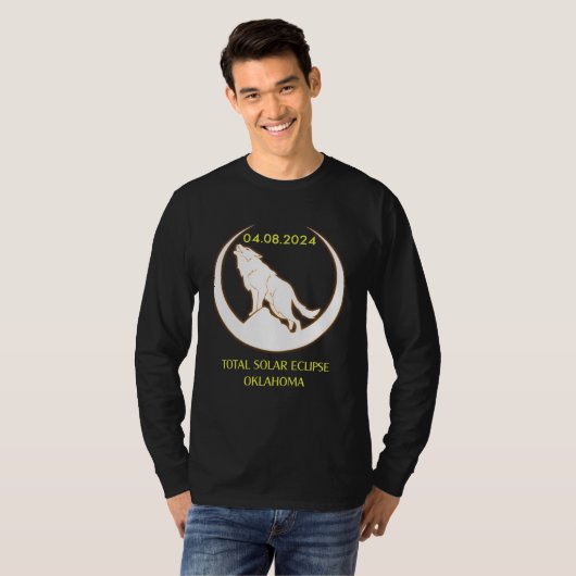 April 8 2024 Total Solar Eclipse Oklahoma Wolf Sun Tシャツ (正面フル)