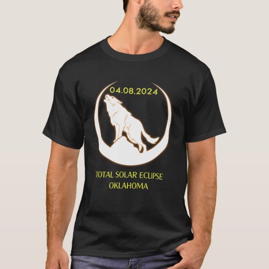 April 8 2024 Total Solar Eclipse Oklahoma Wolf Sun Tシャツ (正面)