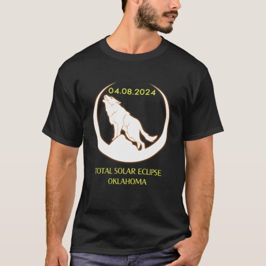 April 8 2024 Total Solar Eclipse Oklahoma Wolf Sun Tシャツ (正面)