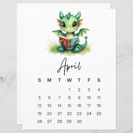 April Baby Dragon Whimsical Fantasy Wall Art (正面/裏面)