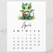 April Baby Dragon Whimsical Fantasy Wall Art (正面)